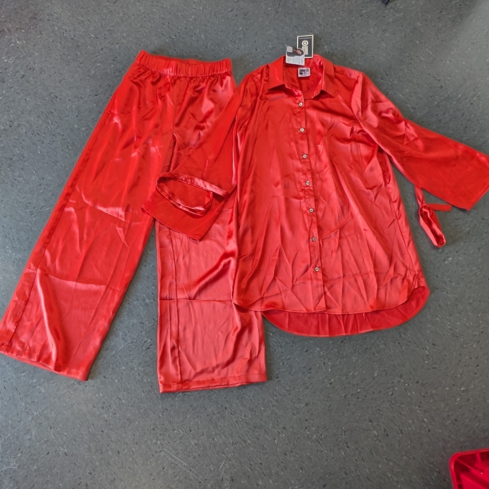 Target Sammy B Black History Month Red Satin Pajama Set Top Medium Pants XS